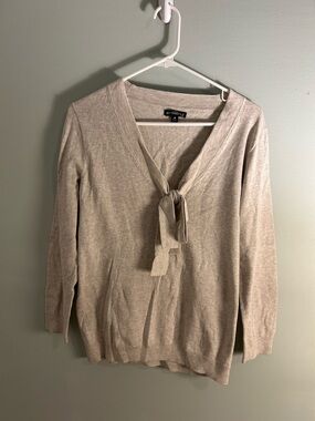 J. Crew Light Beige Tie-Front V-Neck Sweater
